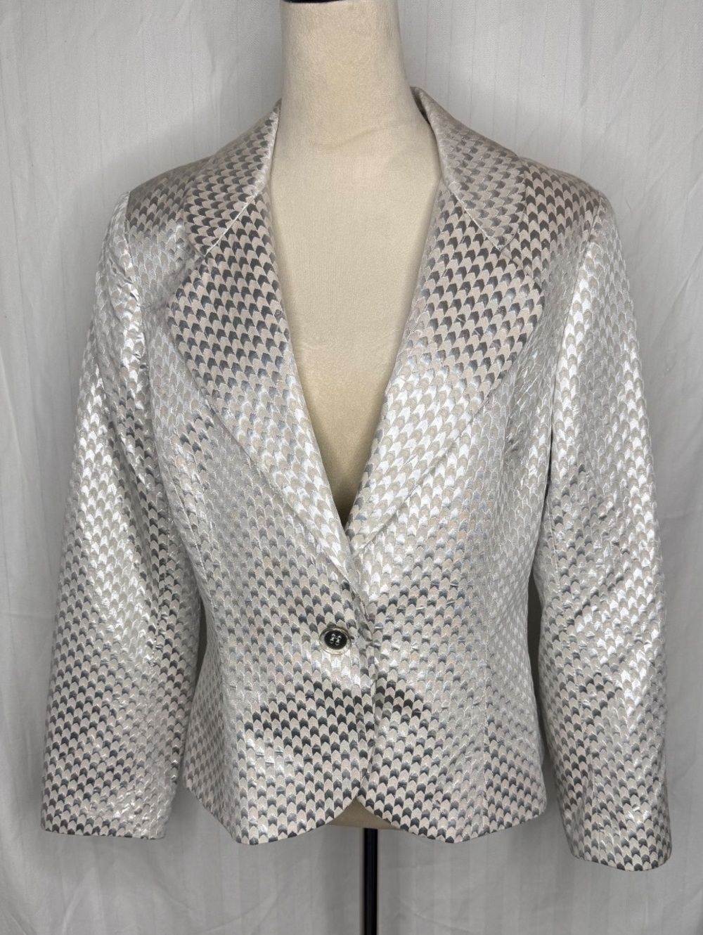 Flores & Flores Y2K Metallic Jacquard Art Deco Going Out Jacket Blazer
